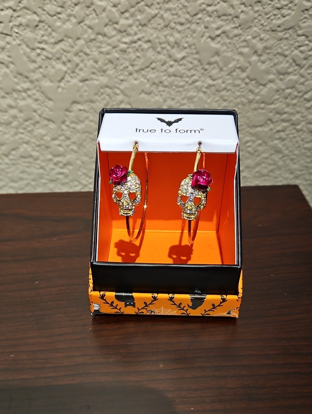 True To Form - Skull With Rose Hoop Earrings
